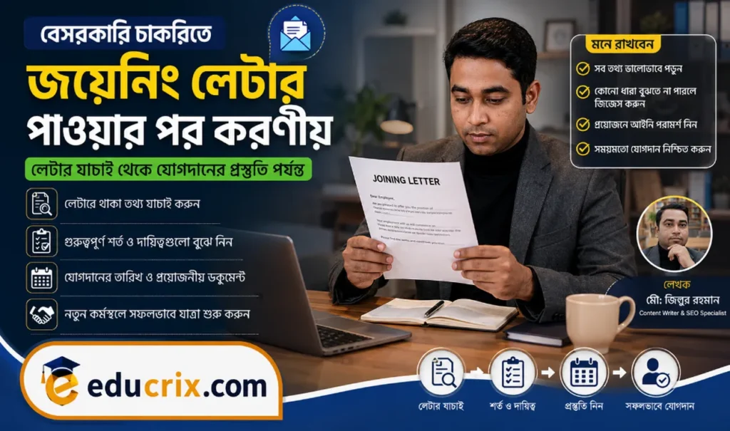 বেসরকারি চাকরিতে জয়েনিং লেটার পাওয়ার পর করণীয়