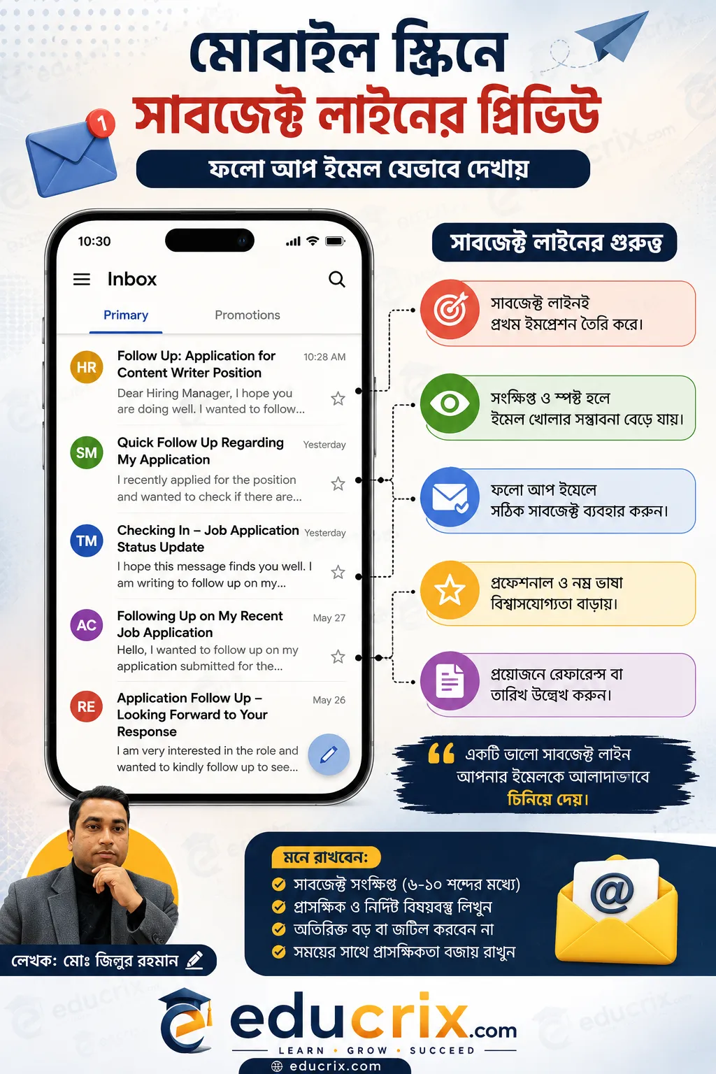 মোবাইল স্ক্রিনে সাবজেক্ট লাইনের প্রিভিউ